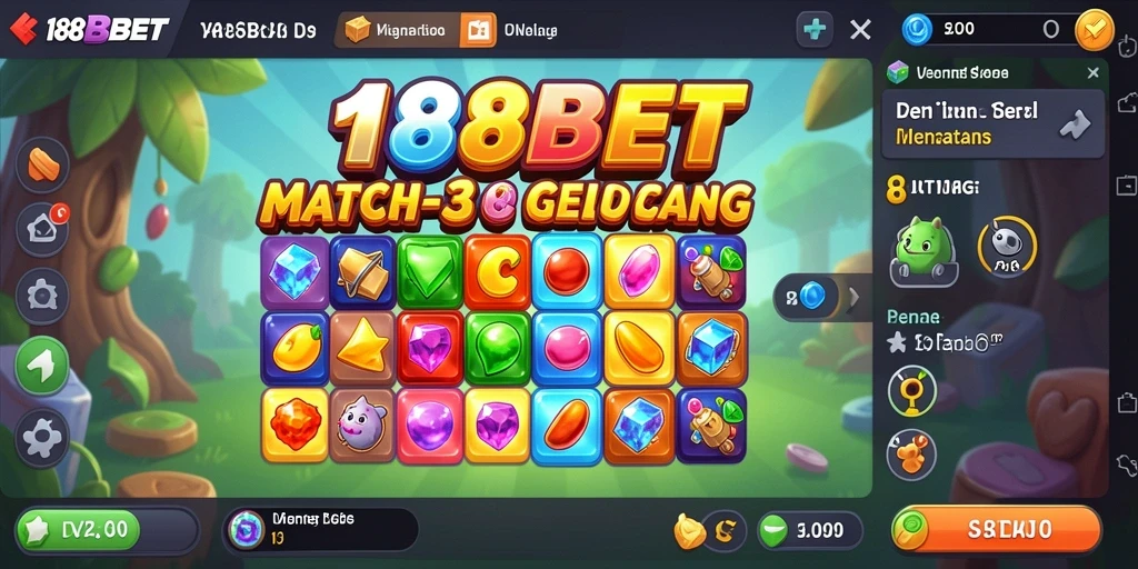 Gameplay seru 188BET dengan tantangan Match-3 yang mengasyikkan.