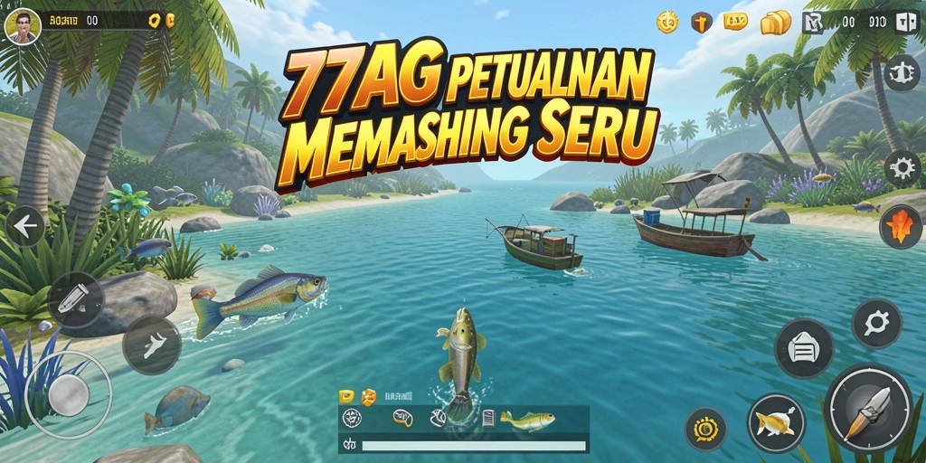 Tampilan gameplay memancing yang menarik dan realistis di 77AG.