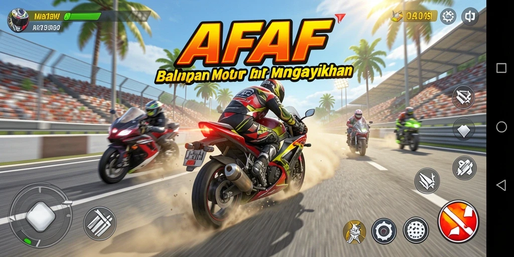 Gamer menikmati aksi balap motor cepat di AFAF.