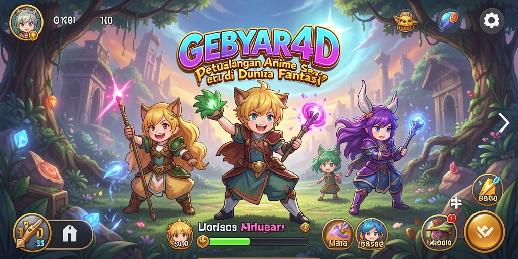 Screenshot gameplay GEBYAR4D dengan karakter anime beraksi.