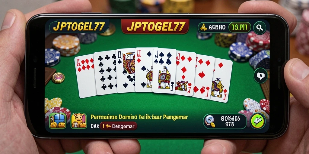 Screenshot gameplay JPTOGEL77 menampilkan suasana permainan domino yang seru.